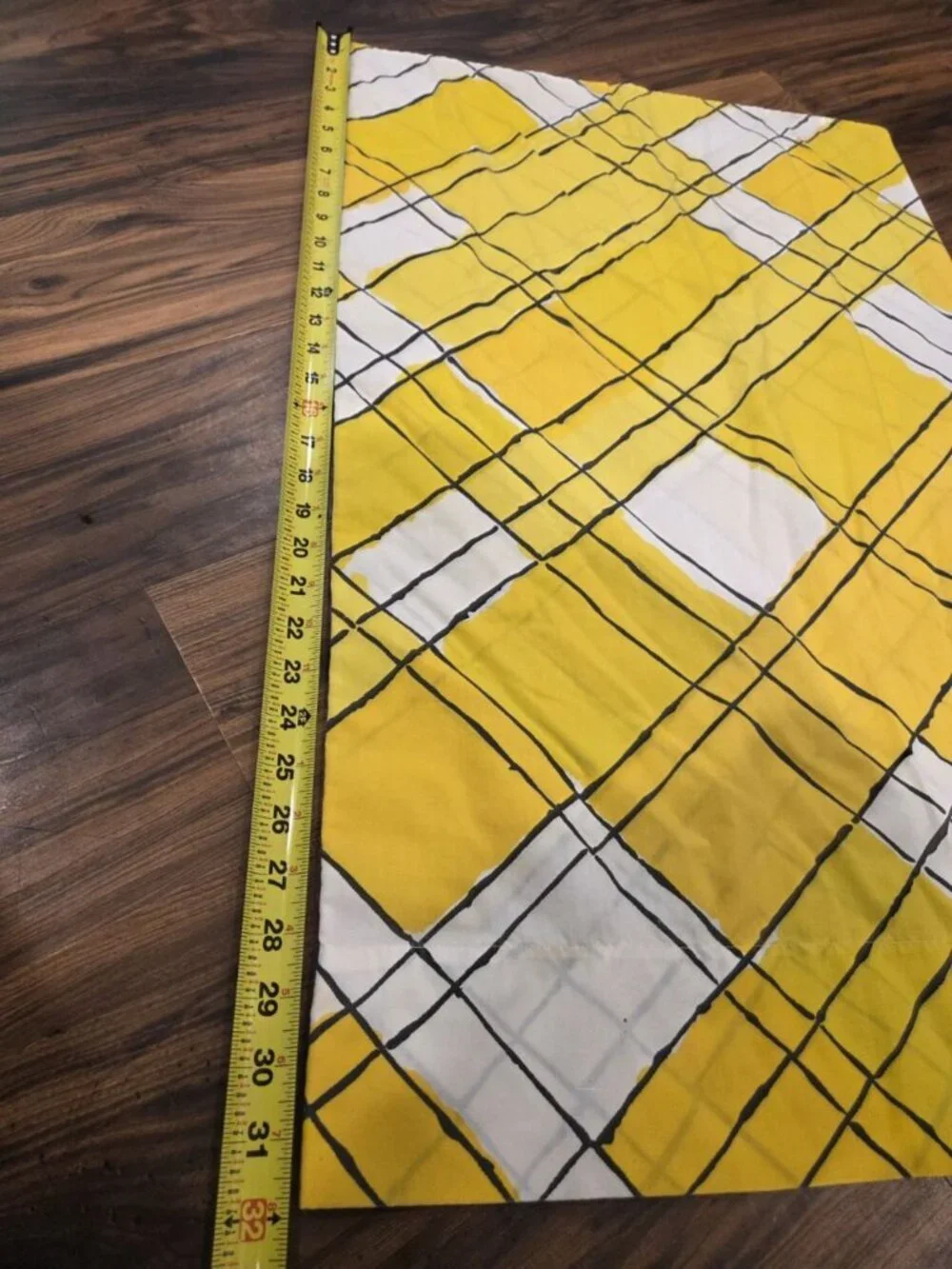 VTG Vera Burlington Pillowcase Mod Yellow Abstract Geometric Plaid Percale